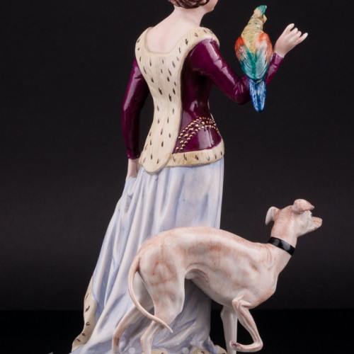 Дама в средневековом платье с левреткой, Friedrich Wessel, Германия, 1949-64 гг