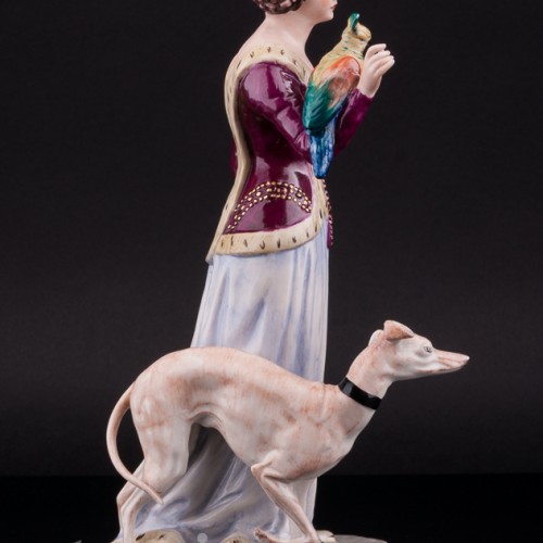 Дама в средневековом платье с левреткой, Friedrich Wessel, Германия, 1949-64 гг