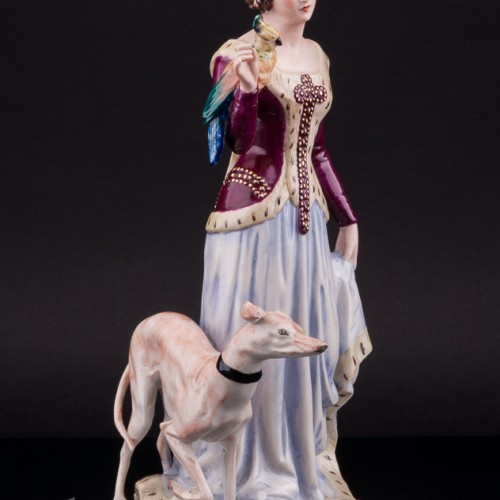 Дама в средневековом платье с левреткой, Friedrich Wessel, Германия, 1949-64 гг