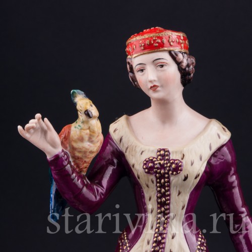 Дама в средневековом платье с левреткой, Friedrich Wessel, Германия, 1949-64 гг