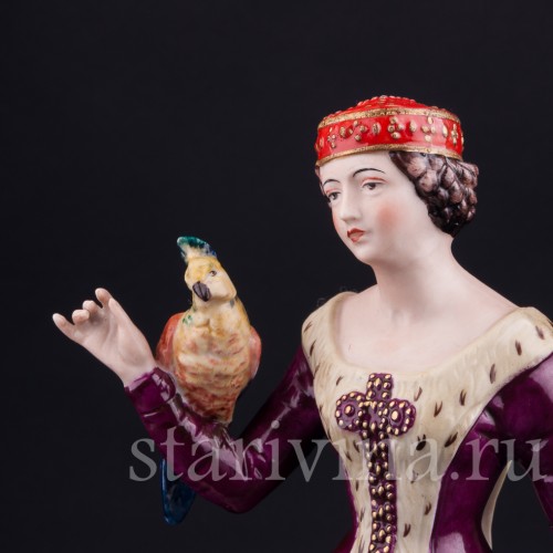 Дама в средневековом платье с левреткой, Friedrich Wessel, Германия, 1949-64 гг