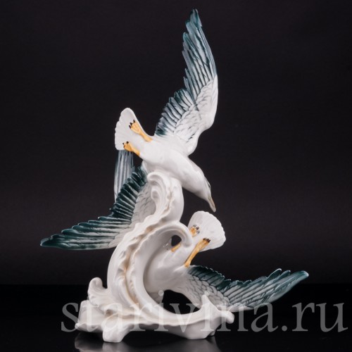 Фигрука птицы из фарфора Чайки, Karl Ens, Германия, 1920-30 гг.