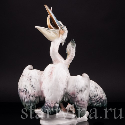 Старинная фарфоровая композиция птиц Пеликаны, Karl Ens, Германия, 1920-30 гг.