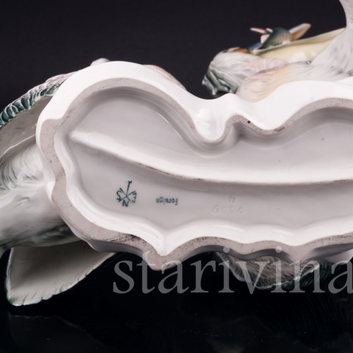 Старинная фарфоровая композиция птиц Пеликаны, Karl Ens, Германия, 1920-30 гг.