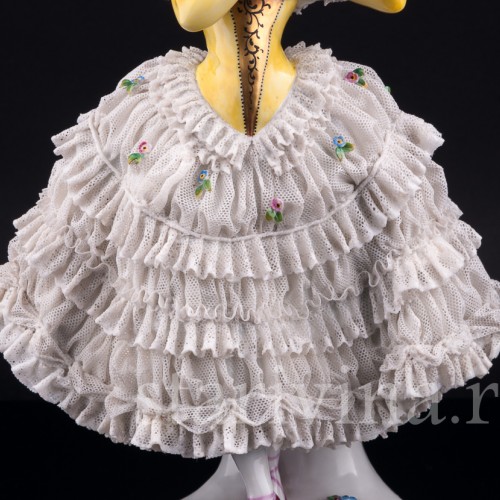 Балерина в желтом платье, кружевная, Volkstedt, Германия, до 1935 г