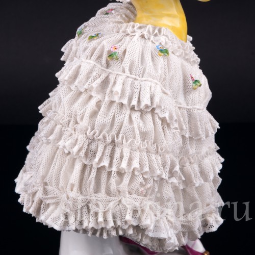 Балерина в желтом платье, кружевная, Volkstedt, Германия, до 1935 г