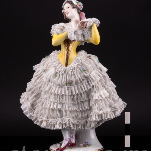 Балерина в желтом платье, кружевная, Volkstedt, Германия, до 1935 г