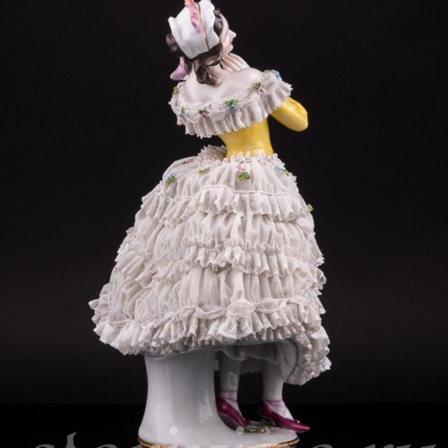 Балерина в желтом платье, кружевная, Volkstedt, Германия, до 1935 г