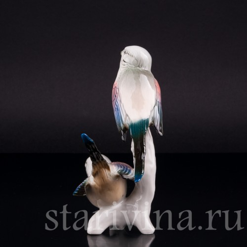 Фарфоровая статуэтка птиц Длиннохвостые синицы, Karl Ens, Германия, 1950 гг.