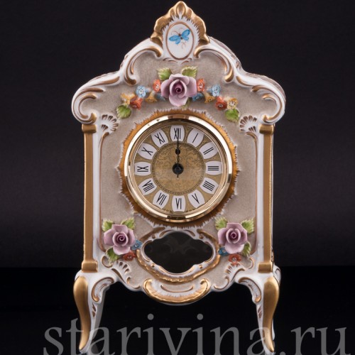 Фарфоровые часы Цветы, Дрезден, Германия, вт. пол. 20 в