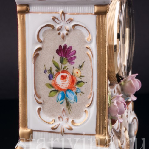 Фарфоровые часы Цветы, Дрезден, Германия, вт. пол. 20 в