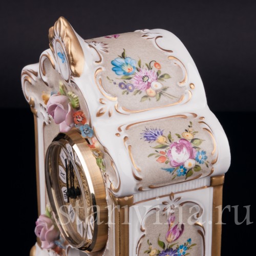 Фарфоровые часы Цветы, Дрезден, Германия, вт. пол. 20 в