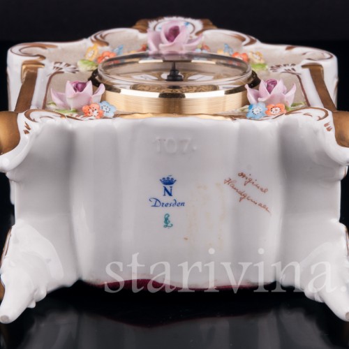 Фарфоровые часы Цветы, Дрезден, Германия, вт. пол. 20 в