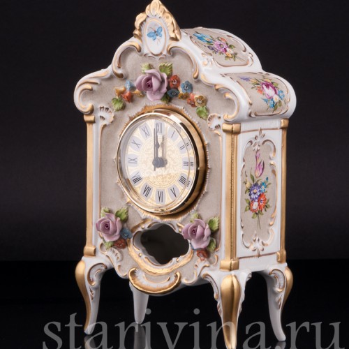 Фарфоровые часы Цветы, Дрезден, Германия, вт. пол. 20 в