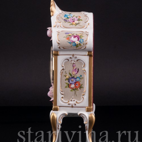 Фарфоровые часы Цветы, Дрезден, Германия, вт. пол. 20 в