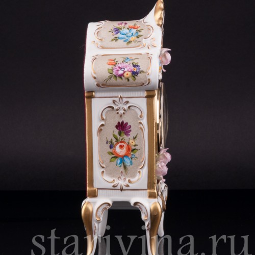 Фарфоровые часы Цветы, Дрезден, Германия, вт. пол. 20 в