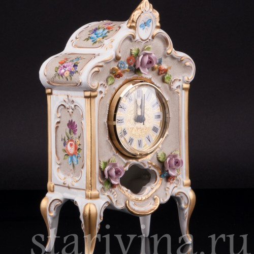 Фарфоровые часы Цветы, Дрезден, Германия, вт. пол. 20 в