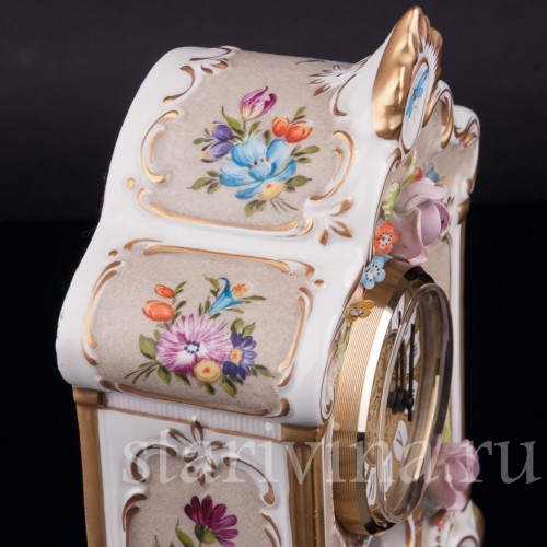 Фарфоровые часы Цветы, Дрезден, Германия, вт. пол. 20 в