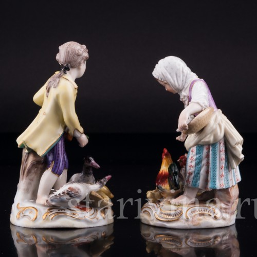 Дети, кормящие домашних птиц, Meissen, Германия, кон. 19 в