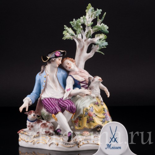 Под деревом, пасторальная пара, Meissen, Германия, 1971 г