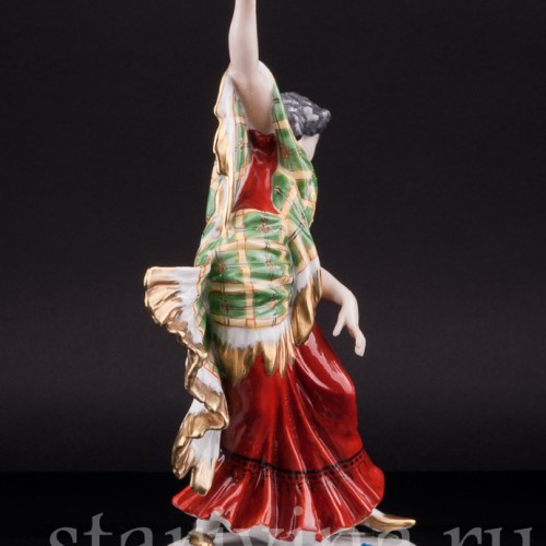 Фарфорвая статуэтка Танцовщица с зеленой шалью, Dressel, Kister & Co, Германия, нач. 20 в.