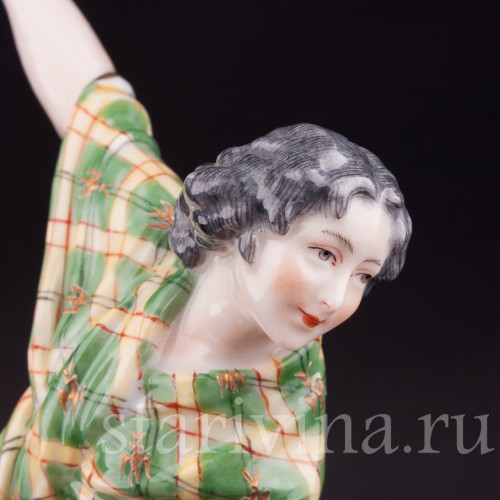 Фарфорвая статуэтка Танцовщица с зеленой шалью, Dressel, Kister & Co, Германия, нач. 20 в.