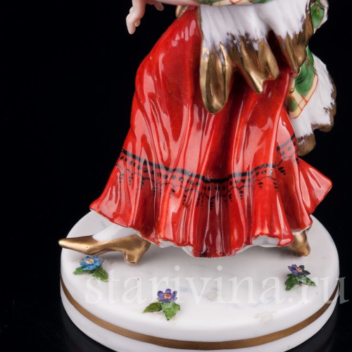 Фарфорвая статуэтка Танцовщица с зеленой шалью, Dressel, Kister & Co, Германия, нач. 20 в.