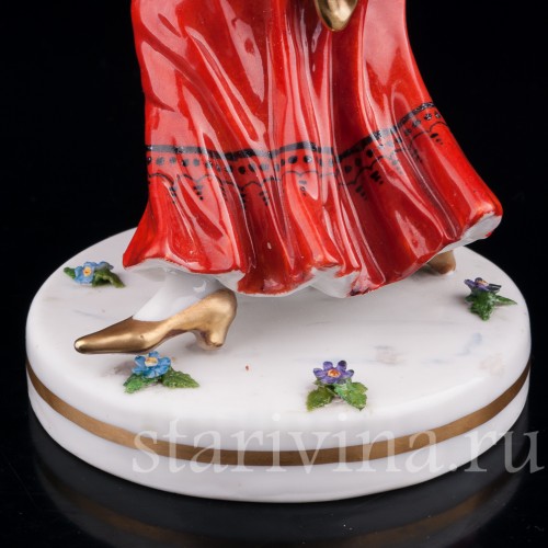 Фарфорвая статуэтка Танцовщица с зеленой шалью, Dressel, Kister & Co, Германия, нач. 20 в.