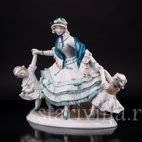 Дама с двумя девочками, Karl Ens, Германия, 1920-40 гг