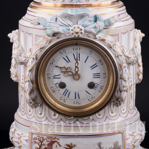 Фарфоровые часы с вазоном и подсвечниками, Majorelle Nancy, Франция, 19 в
