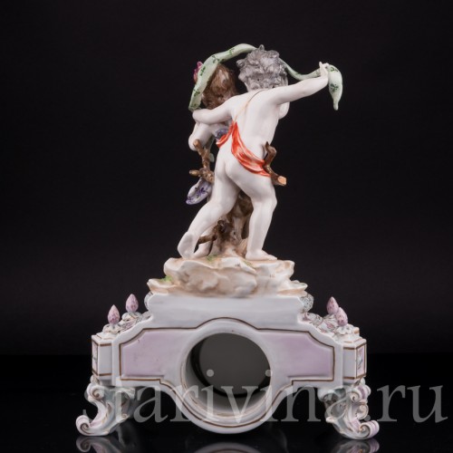 Фарфоровые часы с двумя путти, Volkstedt, Германия, кон. 19 в