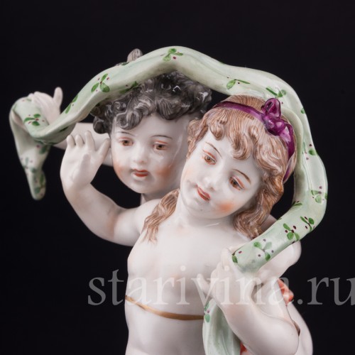 Фарфоровые часы с двумя путти, Volkstedt, Германия, кон. 19 в