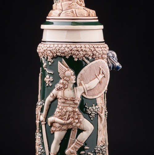 Пивная кружка Зигфрид и дракон, 3 л, Matthias Girmscheid, Германия, нач. 20 в.