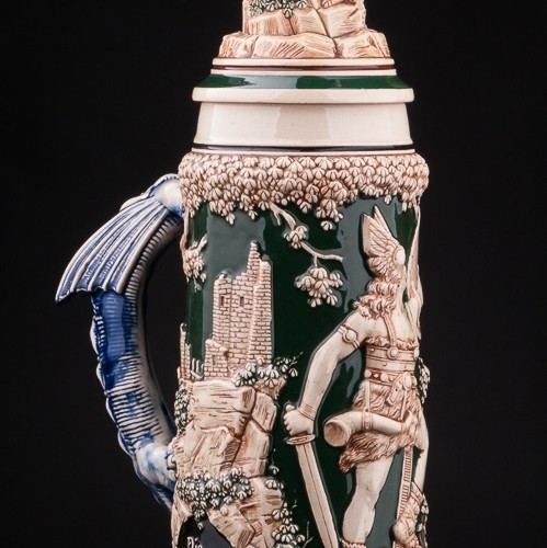 Пивная кружка Зигфрид и дракон, 3 л, Matthias Girmscheid, Германия, нач. 20 в.