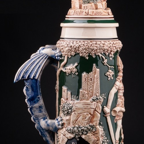 Пивная кружка Зигфрид и дракон, 3 л, Matthias Girmscheid, Германия, нач. 20 в.