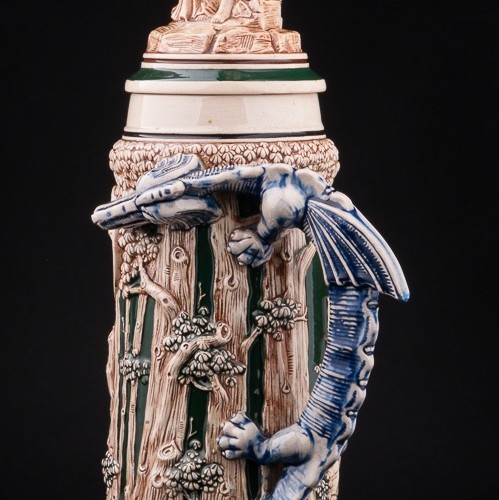 Пивная кружка Зигфрид и дракон, 3 л, Matthias Girmscheid, Германия, нач. 20 в.