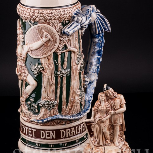 Пивная кружка Зигфрид и дракон, 3 л, Matthias Girmscheid, Германия, нач. 20 в.