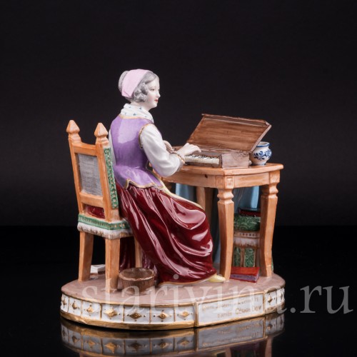 Дама за клавикордом, Porcelaine de Paris, Франция, 19 в