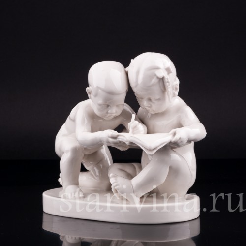 Фигурка детей из фарфора Рисующие малыши, Schwarzburger, Германия, нач. 20 в.