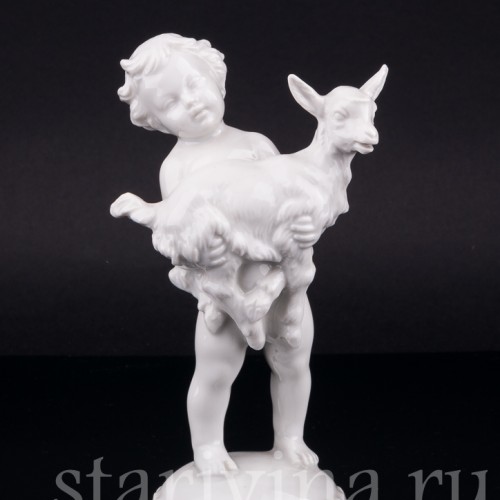 Статуэтка детей из фарфора Путти с козликом, Rosenthal, Германия, нач. 20 в.