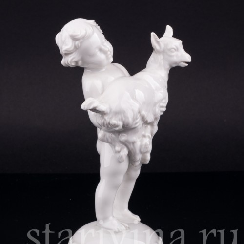 Статуэтка детей из фарфора Путти с козликом, Rosenthal, Германия, нач. 20 в.