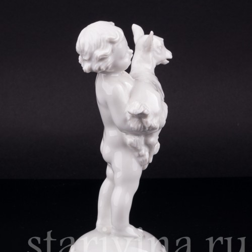 Статуэтка детей из фарфора Путти с козликом, Rosenthal, Германия, нач. 20 в.
