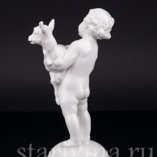 Статуэтка детей из фарфора Путти с козликом, Rosenthal, Германия, нач. 20 в.