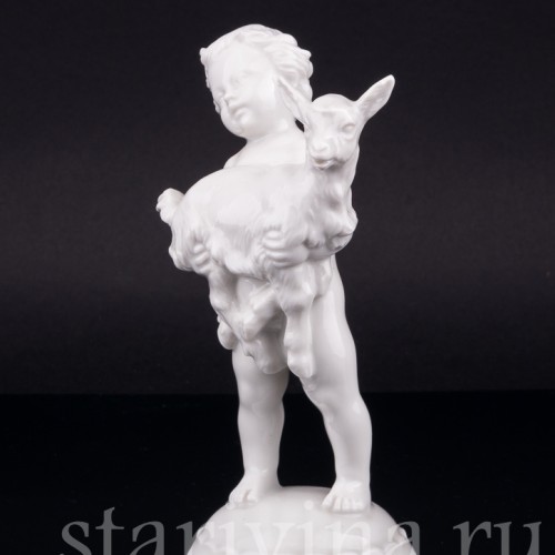 Статуэтка детей из фарфора Путти с козликом, Rosenthal, Германия, нач. 20 в.