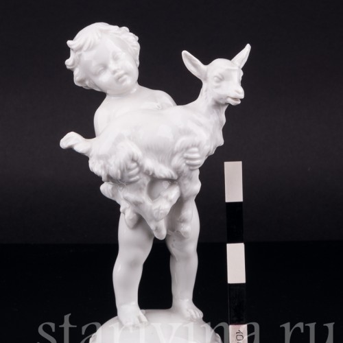 Статуэтка детей из фарфора Путти с козликом, Rosenthal, Германия, нач. 20 в.