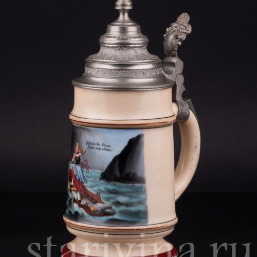 Пивная кружка "Рыбачка", 1/2 л, Германия, нач. 20 в