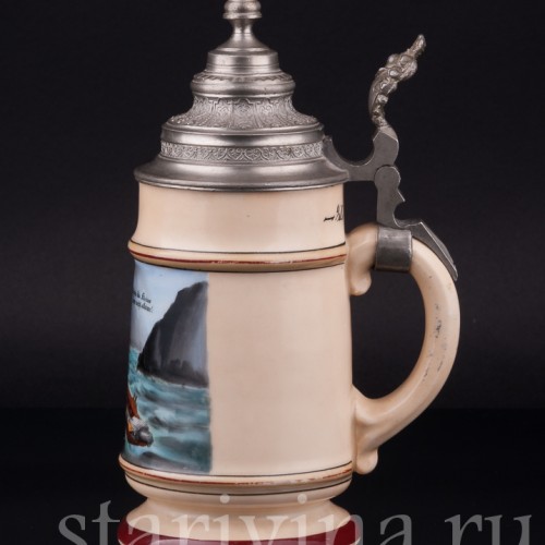 Пивная кружка "Рыбачка", 1/2 л, Германия, нач. 20 в