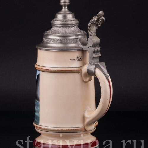 Пивная кружка "Рыбачка", 1/2 л, Германия, нач. 20 в