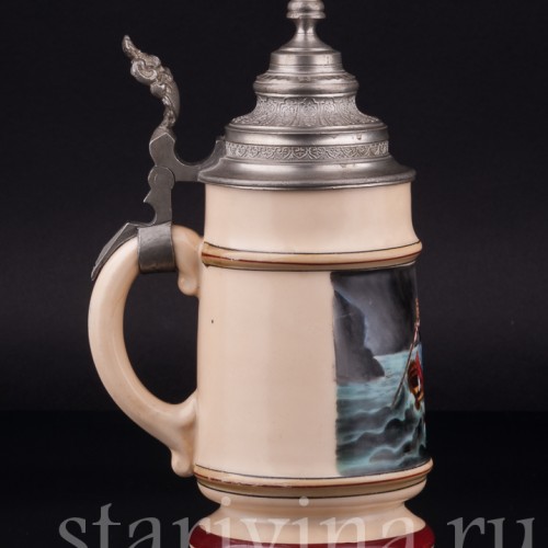 Пивная кружка "Рыбачка", 1/2 л, Германия, нач. 20 в