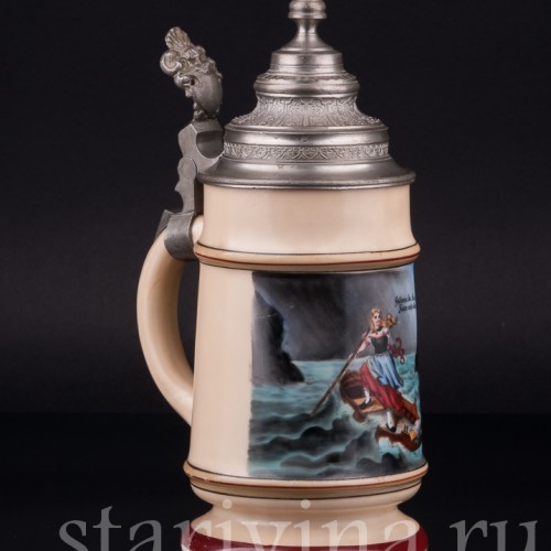 Пивная кружка "Рыбачка", 1/2 л, Германия, нач. 20 в